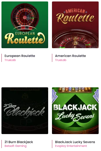 VegasNow Table games